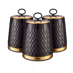 Tower Cavaletto Set of 3 Storage Canisters-Black