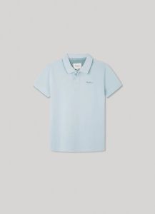 PIQUÉ POLO SHIRT WITH EMBOSSED LOGO- Stormy Sea Blue