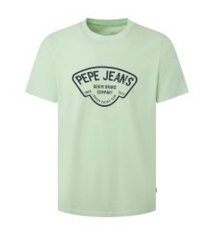 PEPE JEANS SLIM FIT T-SHIRT WITH LOGO PRINT - GREEN