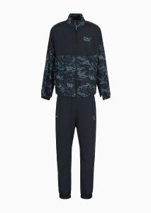GA MAN WOVEN BLACK AND GREEN TRACK SUIT  WITH ZIPPER