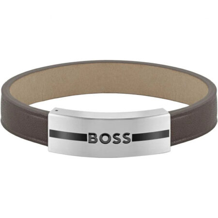 HB BRACELET LEATHER/ACIER BROWN