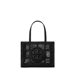 TORY BURCH ELLA HAND-CROCHETED SMALL BLACK TOTE - Image 1