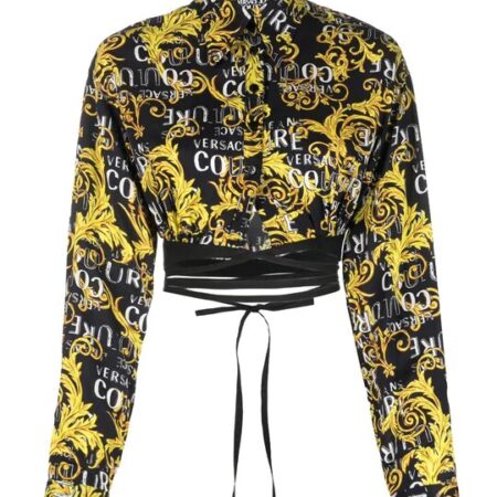 VERSACE CROP RELAXED STRING TWILL VI PRINT LOGO COUTURE-74HAL215-