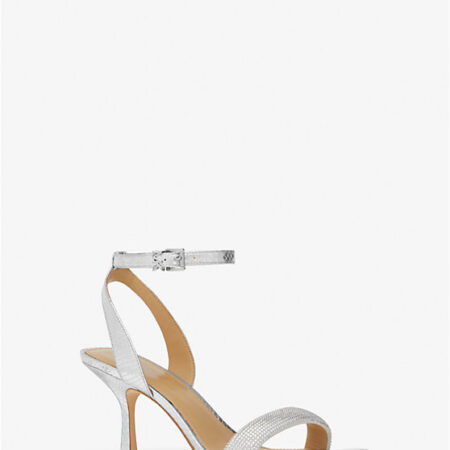 MICHAEL MICHAEL KORS Carrie Embellished Metallic Leather Sandal - Image 3