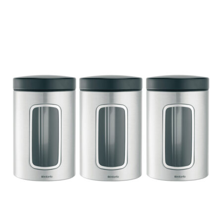 BRABANTIA WINDOW CANISTERS SET OF 3 BLACK