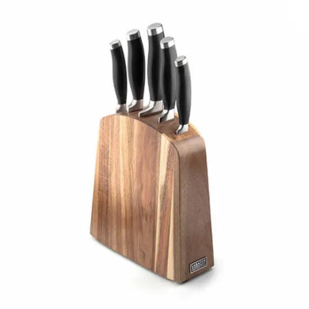 TAYLORS EYE 5PCS SABATIER ACACIA WOOD KNIFE BLOCK SET