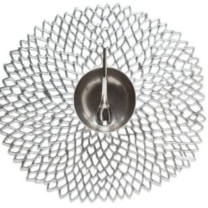 CHILEWICH PRESSED DAHLIA MAT 14.25*15.25-SILVER - Image 1