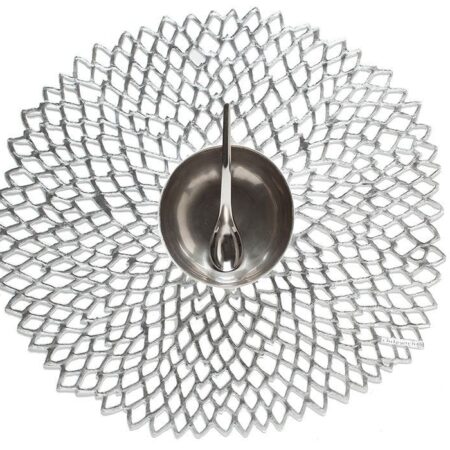 CHILEWICH PRESSED DAHLIA MAT 14.25*15.25-SILVER