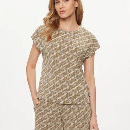 GIORGIO ARMANI WOMAN JERSEY THRUSH PRINTED T-SHIRT-BROWN REGULAR