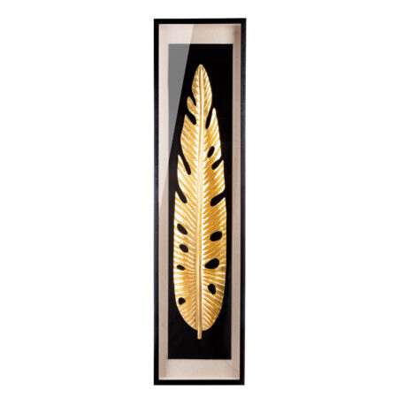 GILDE IMAGE RECTANGULAR LEAF MOTIF MDF GOLD