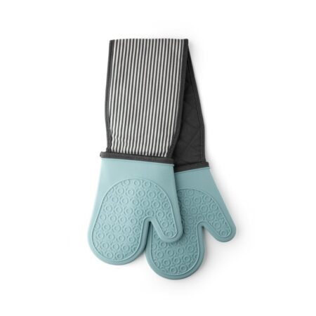TAYLORS EYE SILICONE DOUBLE AQUA STRIPE OVEN GLOVE