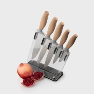TAYLORS EYE 5 PCS BROOKLYN SLOPING KNIFE BLOCK SET BEECH - Image 1