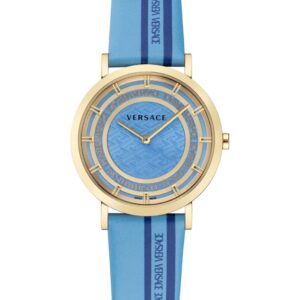 VERSACE WATCH NEW GENERATION 36MM IPCHAMP CASE -LIGHT BLUE DIAL CALF/QUARTZ - Image 1