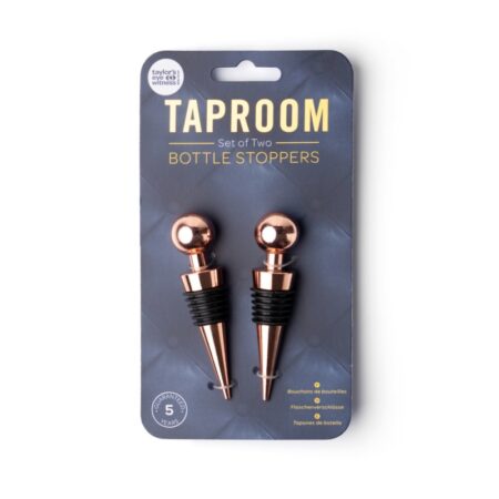 TAYLORS EYE TAPROOM ROSE GOLD COL 2 PCS WINE STOPPER SET