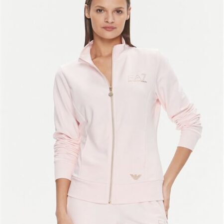 GIORGIO ARMANI WOMAN JERSEY MAUVE CHALK SWEATSHIRT WITH ZIP