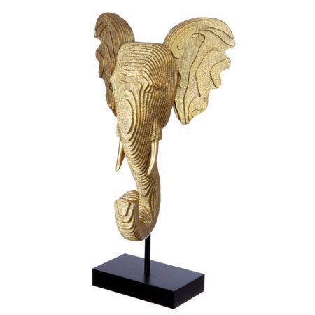 GILDE SCULPTURE ELEPHANT SYNTHETIC RESIN BLACK/GOLD-COLORED