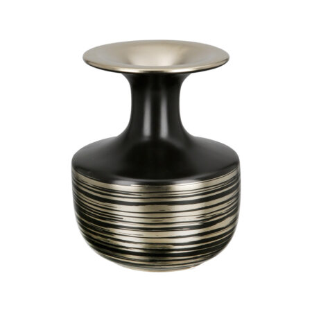 GILDE VASE BOTTLE STRIPED CERAMICS BLACK