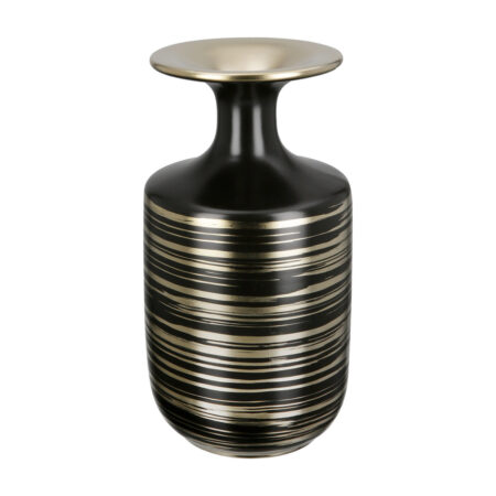 GILDE VASE BOTTLE STRIPED CERAMICS BLACK