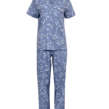 CJ NORA ROSE CORNFLOWER BLUE WHEAT SPIKELET PRINT S/SLV