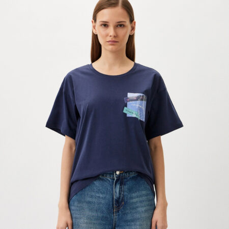 EA WOMEN JERSEY T-SHIRT DARK BLUE XL